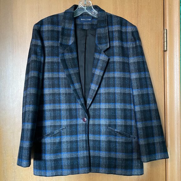 Paris Star Wool Plaid 2 Piece Set - oversized Blazer and skirt - Picture 2 of 11